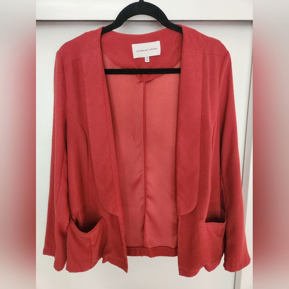 Cupcakes & Cashmere Open Front Blazer Burnt Orange NWOT Size Medium